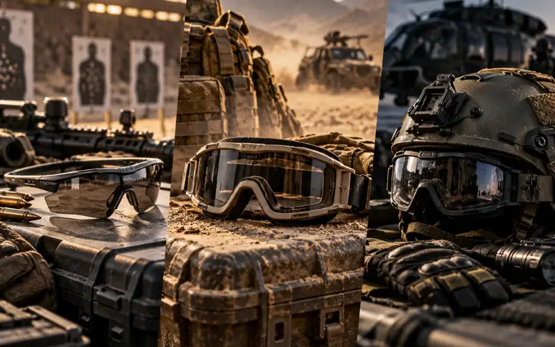 Tactical eye protection options for different roles, featuring ballistic glasses, protective goggles, and helmet-mounted eyewear for training and field operations. | Chase Tactical | Tactical Gear Tactical Eye Protection Options For Different Roles, Featuring Ballistic Glasses, Protective Goggles, And Helmet-Mounted Eyewear For Training And Field Operations.